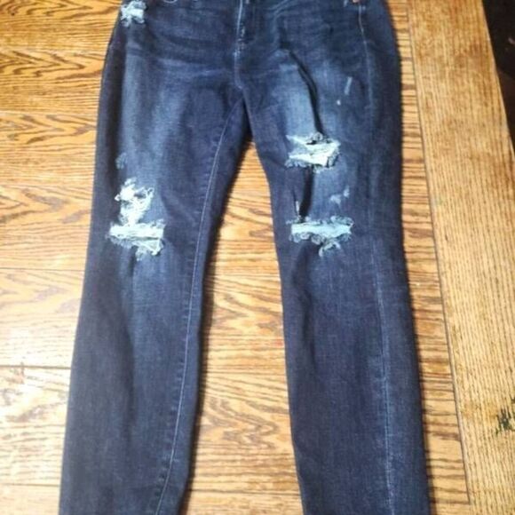 Judy Blue Skinny Fit Distressed jeans in dark blue sz 15/32 - Picture 1 of 4
